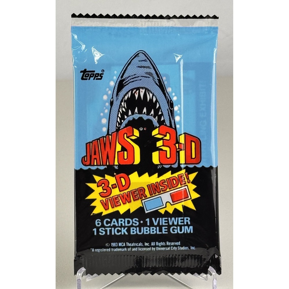 1983 Topps Jaws 3-D Trading Card Pack – 6 Cards, Viewer & Gum –‎ Vintage Sealed